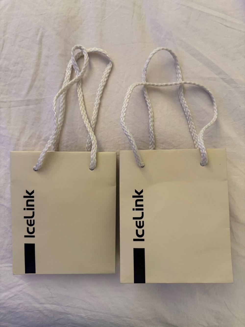 Ice Link White Braided-Handle Mini Gift Bag